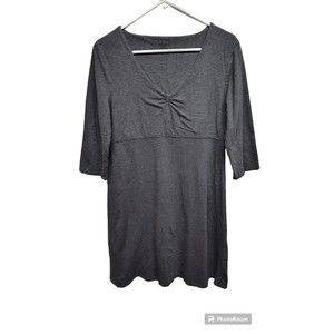 Toad & Co Rosalinda 3/4 Sleeve V-Neck A-Line Cotton Stretch Dress, Grey , Sz L